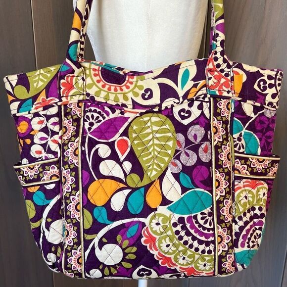 VERA BRADLEY Shoulder Bag Tote Plum Crazy Medium - Picture 6 of 9
